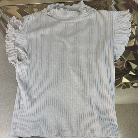Zara Ribbed Top with Ruffles - Picture 1 of 5